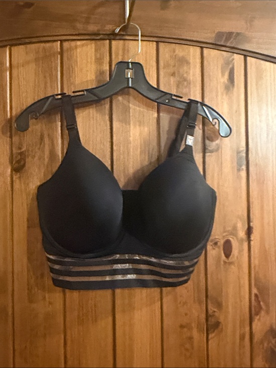 Victoria's Secret Other - Victorias Secret Black Padded Longline Bra with Metallic Stripe Band